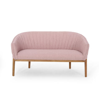 Mid Century Modern Loveseat With Channel Stitched Backrest