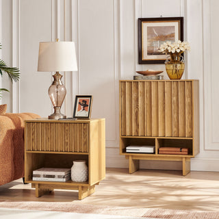 Nightstand With Hidden Charging Station USB Ports & Outlet Hole