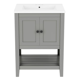 Modern Bathroom Vanity With Sink And Open Shelf