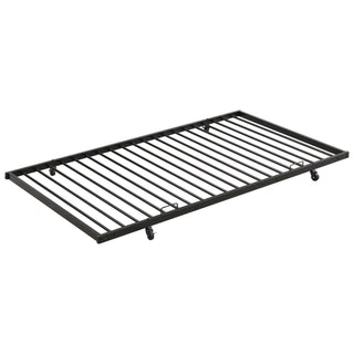 Full Over Full Modern Metal Bunk Bed With Trundle - Black