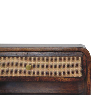 Wall Mounted Open Woven Bedside Table - Chestnut