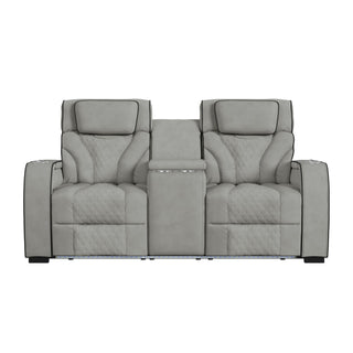 Blitz - Motion Loveseat With Console, And LED