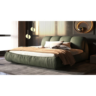 Luxury Upholstered Platform Bed With Oversized Padded Backrest And Solid Wood Frame