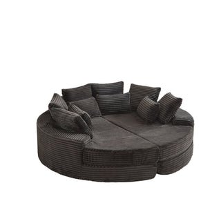 Round Oversized Sofa Bed With 5 Throw Pillows