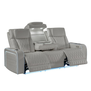 Electra - Power Reclining Sofa With Power Headrests, Drop Down Table, Reading Light, Massage, LED Lighting And USB Control