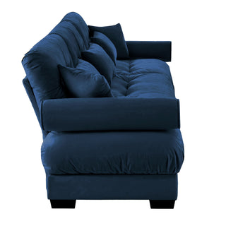 Modern Sofa With Bolstered Armrests And Pillows