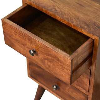 4 Drawer Multi Bedside Table - Chestnut