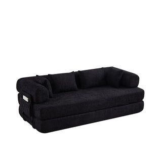 Convertible Sleeper Sofa Bed With Cylindrical Pillow