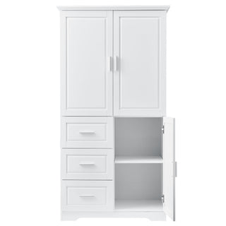 Tall And Wide Storage Cabinet With Doors, 3 Drawers