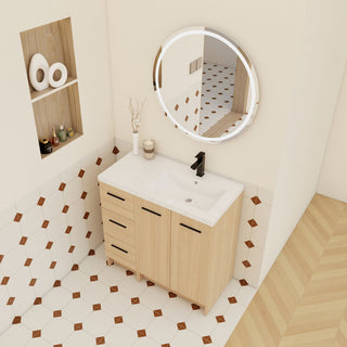 Wall Mounted Floating Bathroom Vanity With Sink, Door & Drawers Modular Cabinet