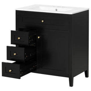 Bathroom Vanity With Sink, 3 Drawers And Adjustable Shelf, Freestanding Storage Unit