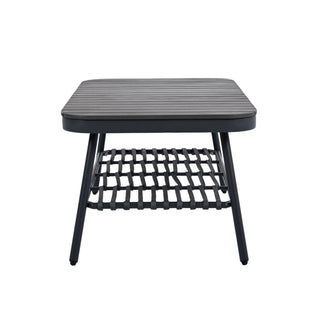 4 Piece Outdoor Patio Furniture Set, Metal Chairs With Woven Rope U Shaped Backrest