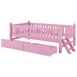 Platform Bed With Guardrail And 2 Drawers