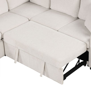 Convertible U-Shaped Sectional Sofa With Pull-Out Bed