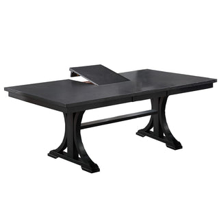 7 Piece Dining Set, Table And 6 Side Chairs, Table With Trestle Base - Black / Charcoal / White