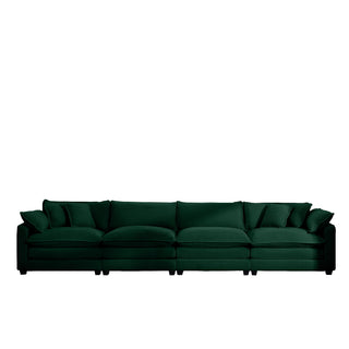 Modern Upholstered 4 Seater Fabric Sofa With Arm And Throw Pillows