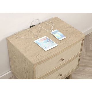 Kimpton - 2 Drawer Nightstand With USB Charging Ports - Beige