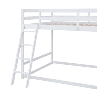 Bunk Bed With Ladder, Slide, And Shelves Pine Wood