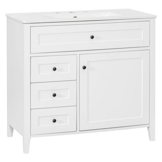 Bathroom Vanity With Sink, 3 Drawers & Cabinet With Adjustable Shelves
