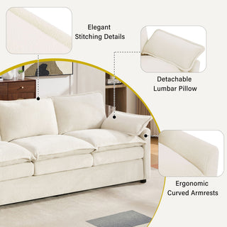 Modern Sofa Set With Double Layer Cushion And Side Storage Pockets