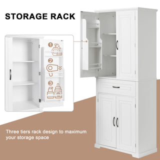 Bathroom Storage Cabinet With Doors And Drawer, Adjustable Shelf