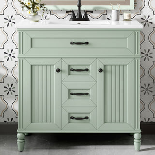 Bathroom Vanity With Sink, Flip-Out Top Drawer, Soft Close Doors, 2 Storage Drawers