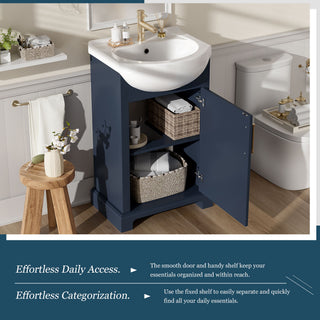 Bathroom Vanity With Bulged Sink, Cabinet, Soft-Close Door, Freestanding Single Unit