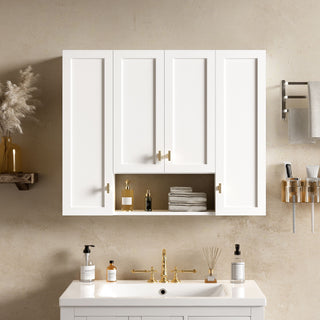 30" Bathroom Cabinet With 5 Adjustable Shelves, Wall Mounted Medicine Cabinet - White
