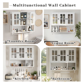3 Door Wall Cabinet With Glass Door And Towel Bar