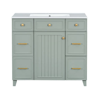 Bathroom Vanity With Ceramic Sink, Soft Close Doors, Adjustable Shelves