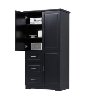 Tall And Wide Storage Cabinet With Doors, 3 Drawers
