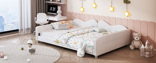 Upholstered Daybed, Sherpa Fabric Sofabed With Cloud-Shaped Backrest