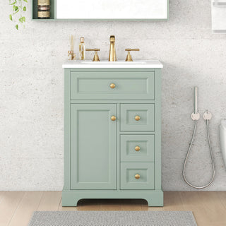 Modern Bathroom Vanity With Sink, 3 Drawers & Cabinet With 2 Tier Door Storage