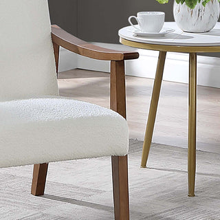 Upholstered Accent Chair With Frame Low Profile Seating For Living Room - White