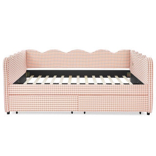 Gingham Daybed & USB Charging Port, Wave Shaped Design