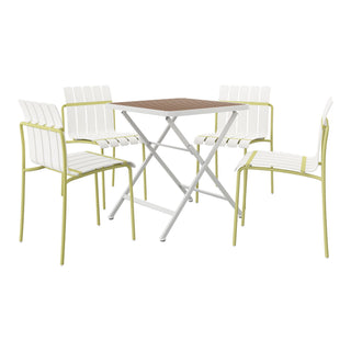 4 Piece Set Of Modern Color Block Designed Single Chairs With Folding Square Table