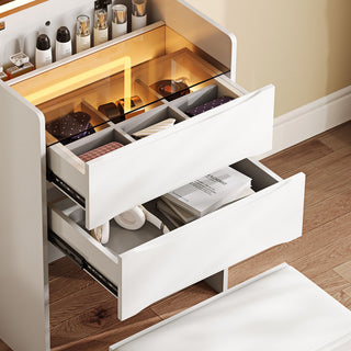 3 In 1 Vanity Table With LED Mirror & Storage Stool For Bedroom