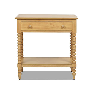 Easton - Modern Farmhouse Turned 1 Drawer Storage Side Table With Shelf - Natural Brown