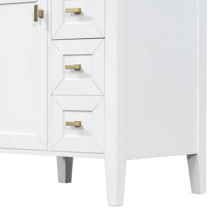 Bathroom Vanity With Sink, 3 Drawers & Cabinet With 2 Tier Door Storage Rack, Soft Close Doors & Drawers