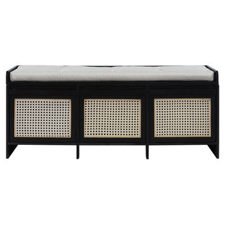 Entryway Shoe Bench With Drawers & Button Tufted Cushion