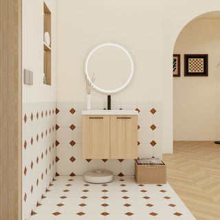 Floating Bathroom Vanity With Sink, Wall Mounted Double Door Storage