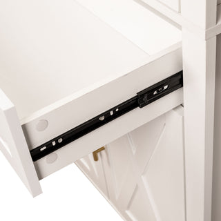 Arched Kitchen Pantry Cabinet With Adjustable Shelves & Barn Door Design