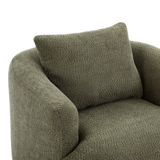 360° Swivel Barrel Sofa Chair With Throw Pillow, Upholstered Accent Chair