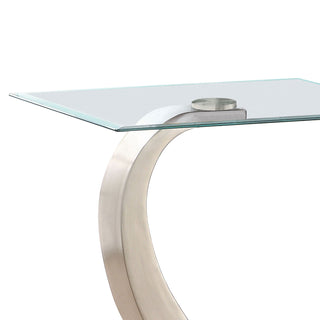 Terrell - Satin Rectangular Glass Top End Table - Silver