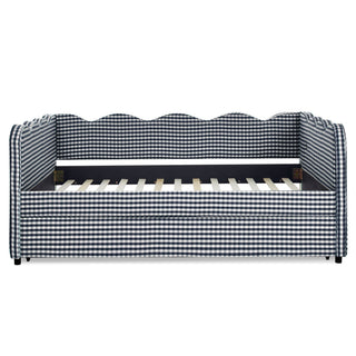 Gingham Daybed With USB Charging Port, Wave-Shaped Design