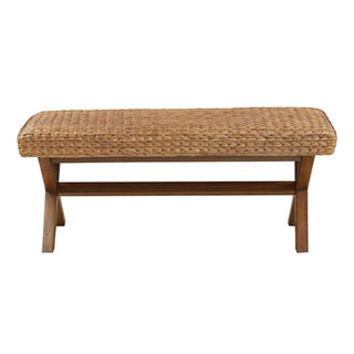 Bench With Water Hyacinth Seat - Brown
