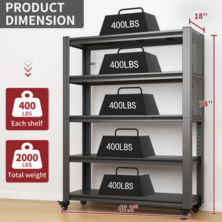 Heavy Duty Adjustable Metal Shelving Unit With Pegboard And Wheels For Multipurpose Storage