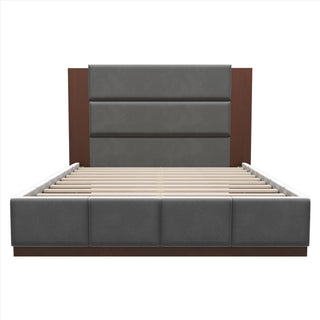Modern Upholstered Platform Bed With Extended Headboard