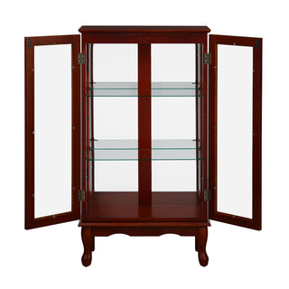Curio Cabinet Lighted Curio Diapaly Cabinet With Adjustable Shelves And Mirrored Back Panel, Tempered Glass Doors (3 Tier), (E26 Light Bulb Not Included)