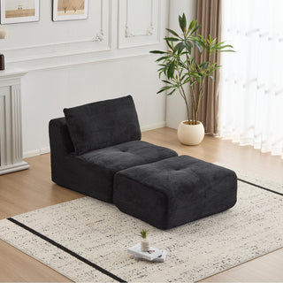 Single Chaise Longue With Movable Ottoman For Living Room